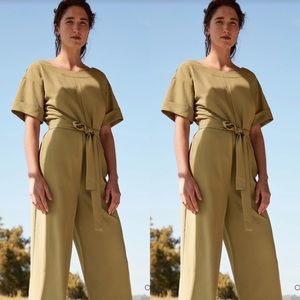 Everlane The Japanese GoWeave Short-Sleeve Jumpsuit Olive Green Size 6